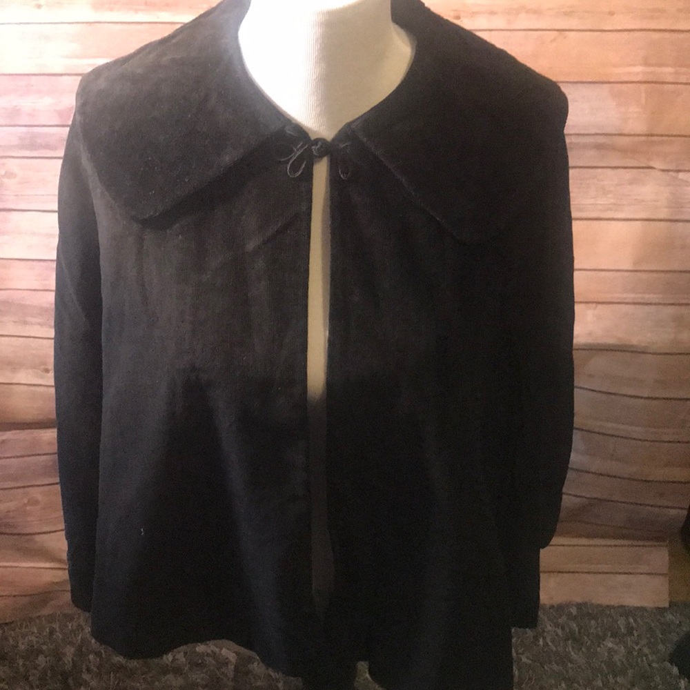 Black suede  waist length cape fits s/m